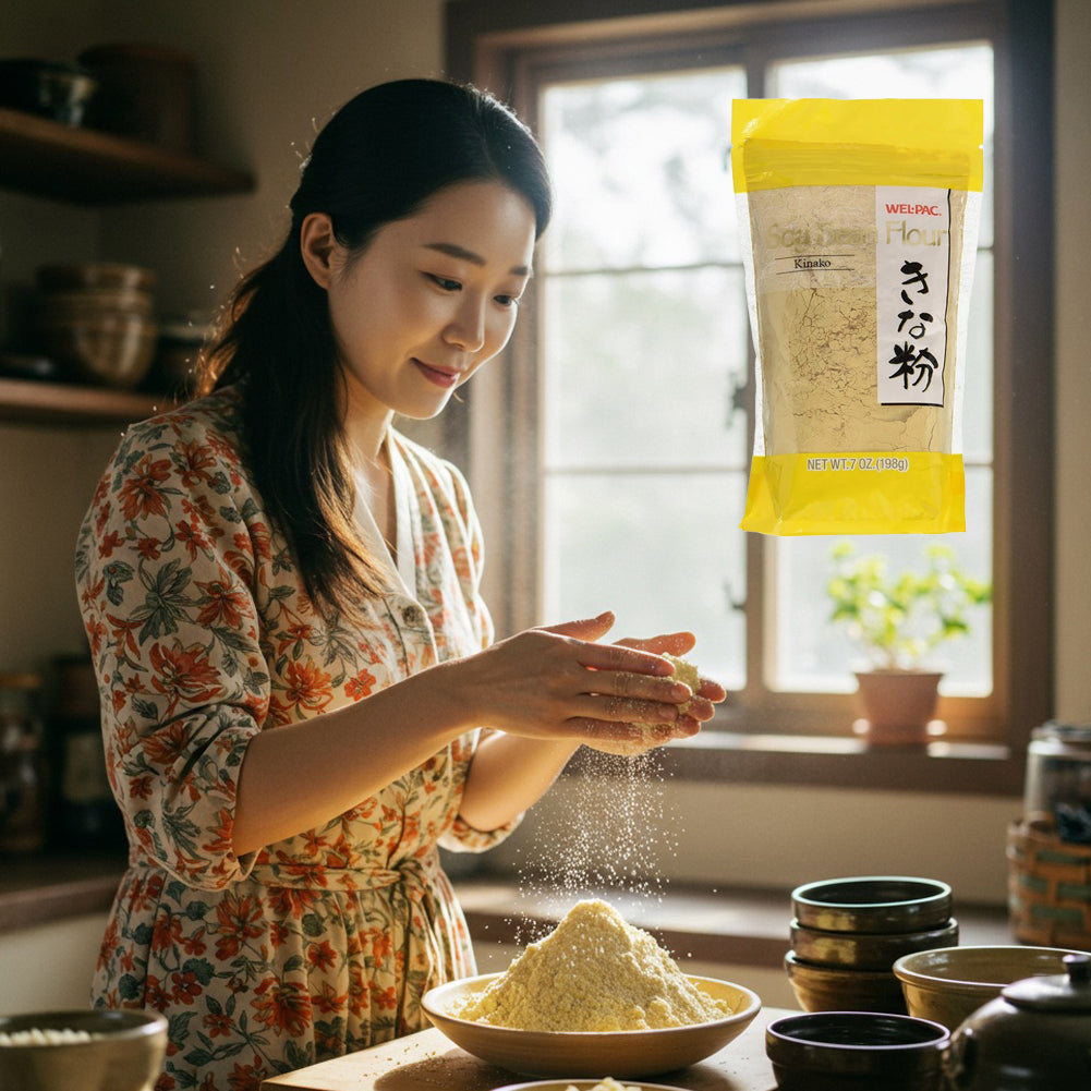 2 Packs Roasted Soy Bean Flour Soybean Powder for Soy Milk, Asian Cooking, rice Cake, Baking 7oz